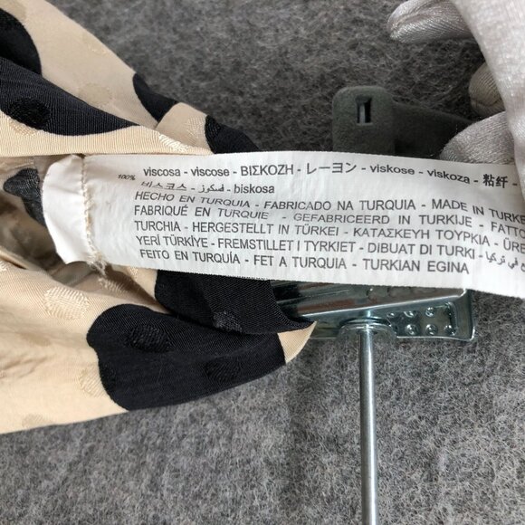 Zara Wide Leg Crop Satin Pants Womens M High Rise Beige Black Polka Dot Culotte - Picture 4 of 10